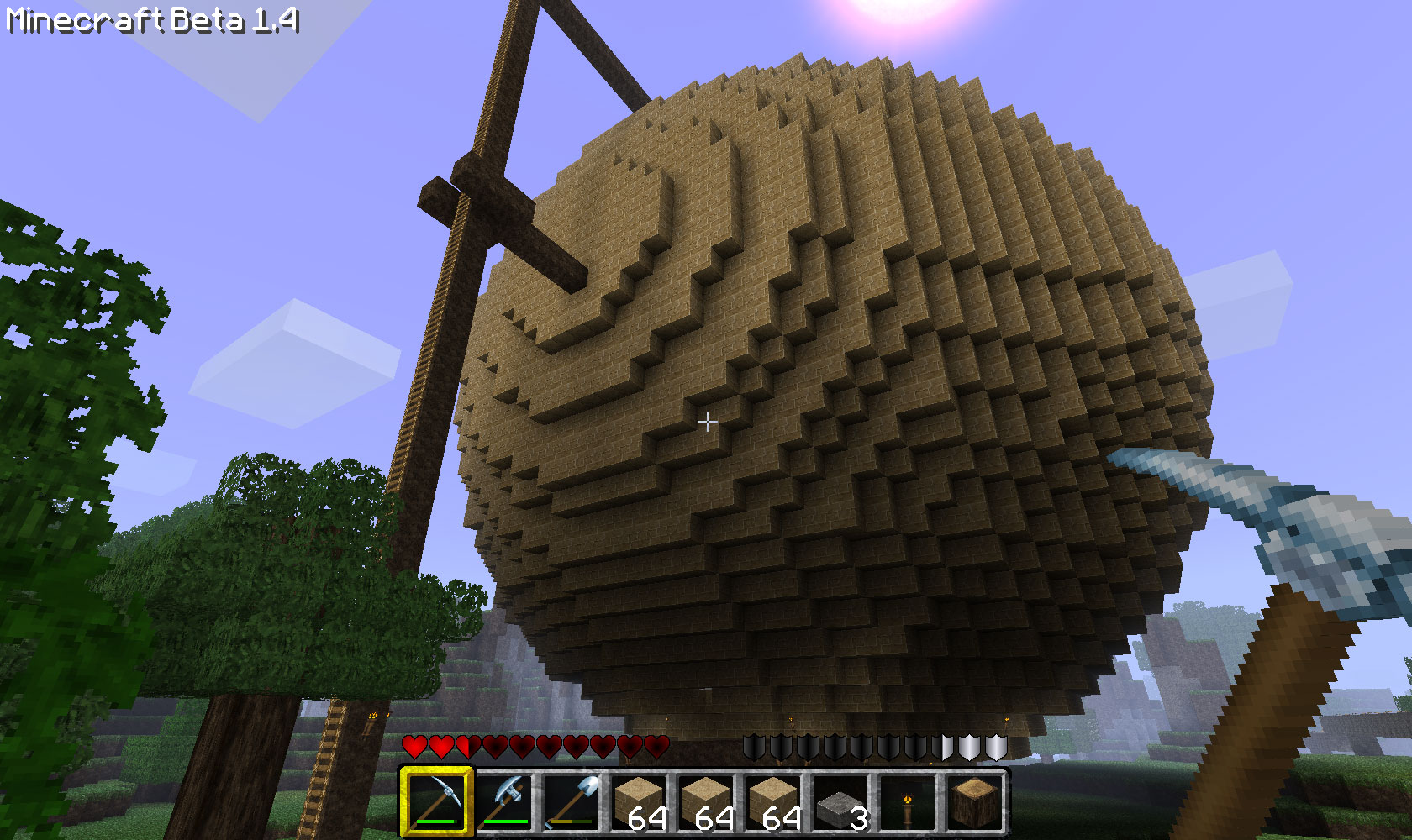 How to build a hollow sphere in Minecraft
