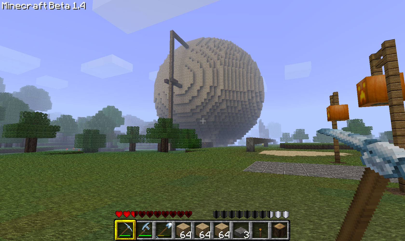 How to build a hollow sphere in Minecraft