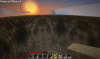 Minecraft sphere in clouds